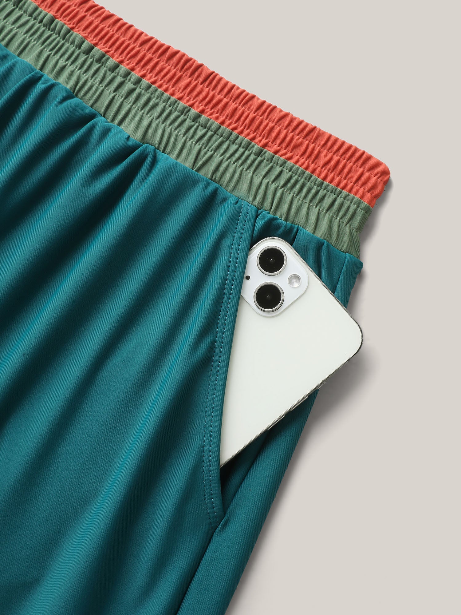 Colorful Waistband Pockets Swim Bottoms