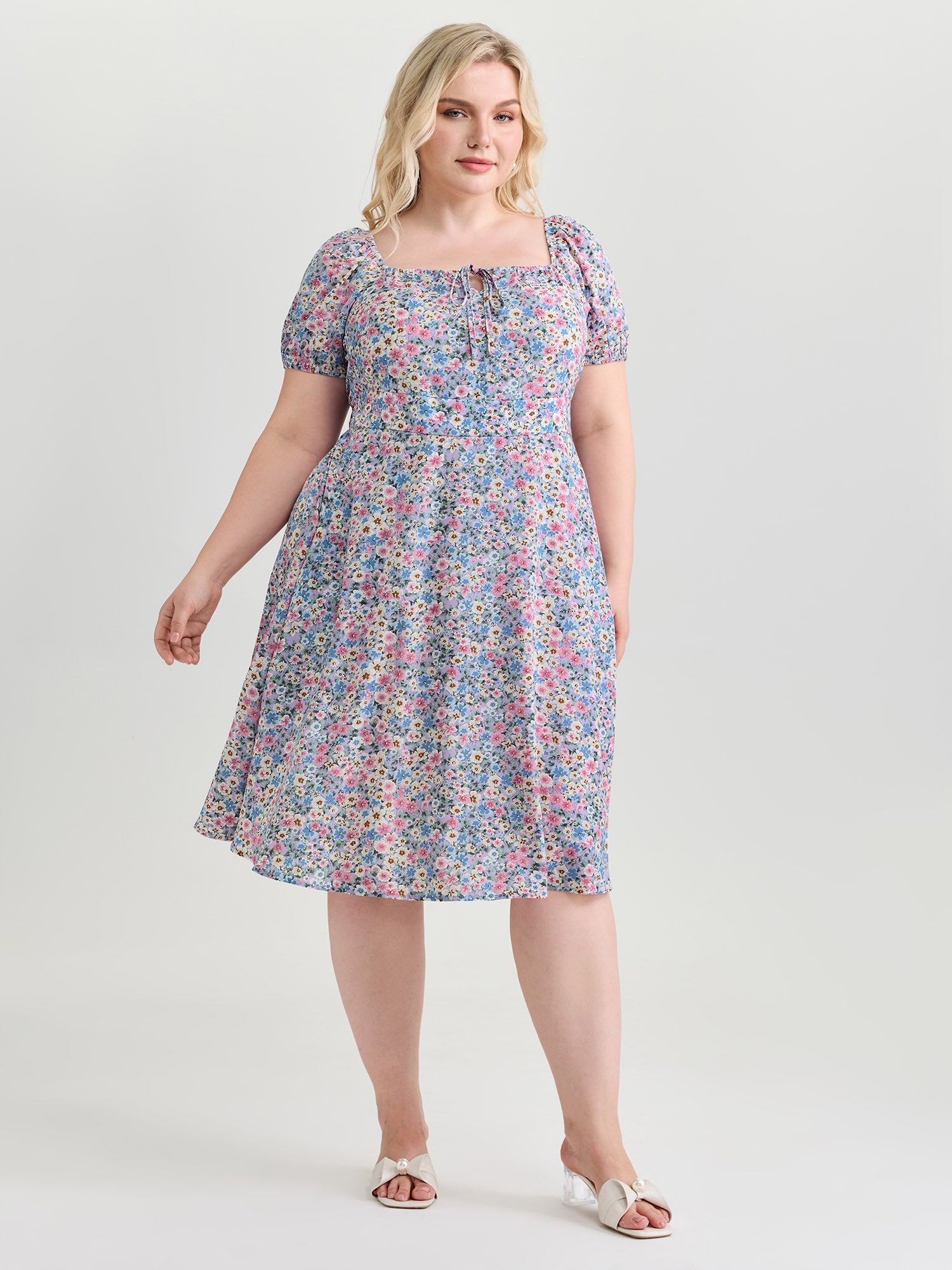 In Bloom Cinched-Waist Midi Dress
