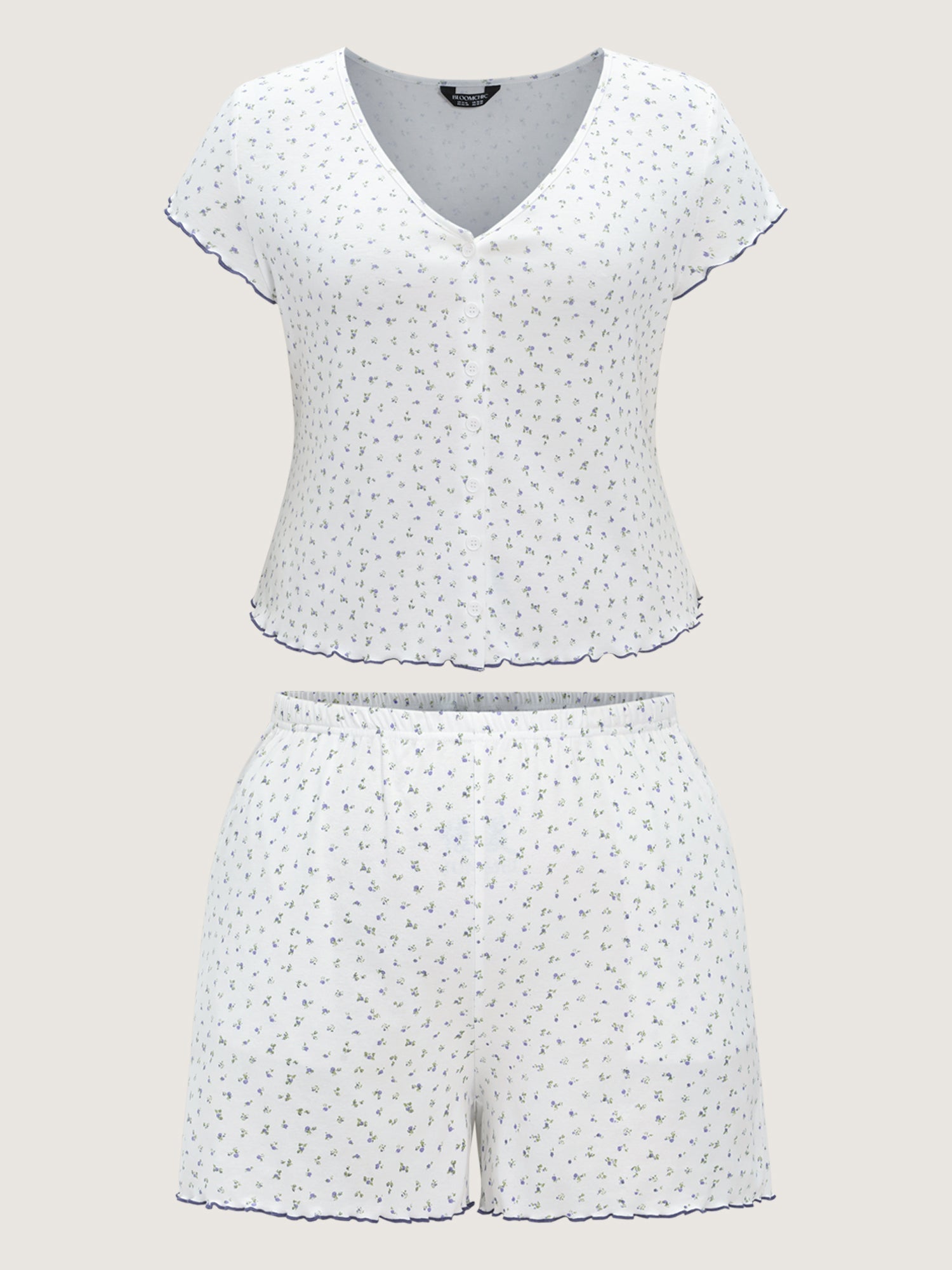 Supersoft Floral Print V-Neck Pajama Set