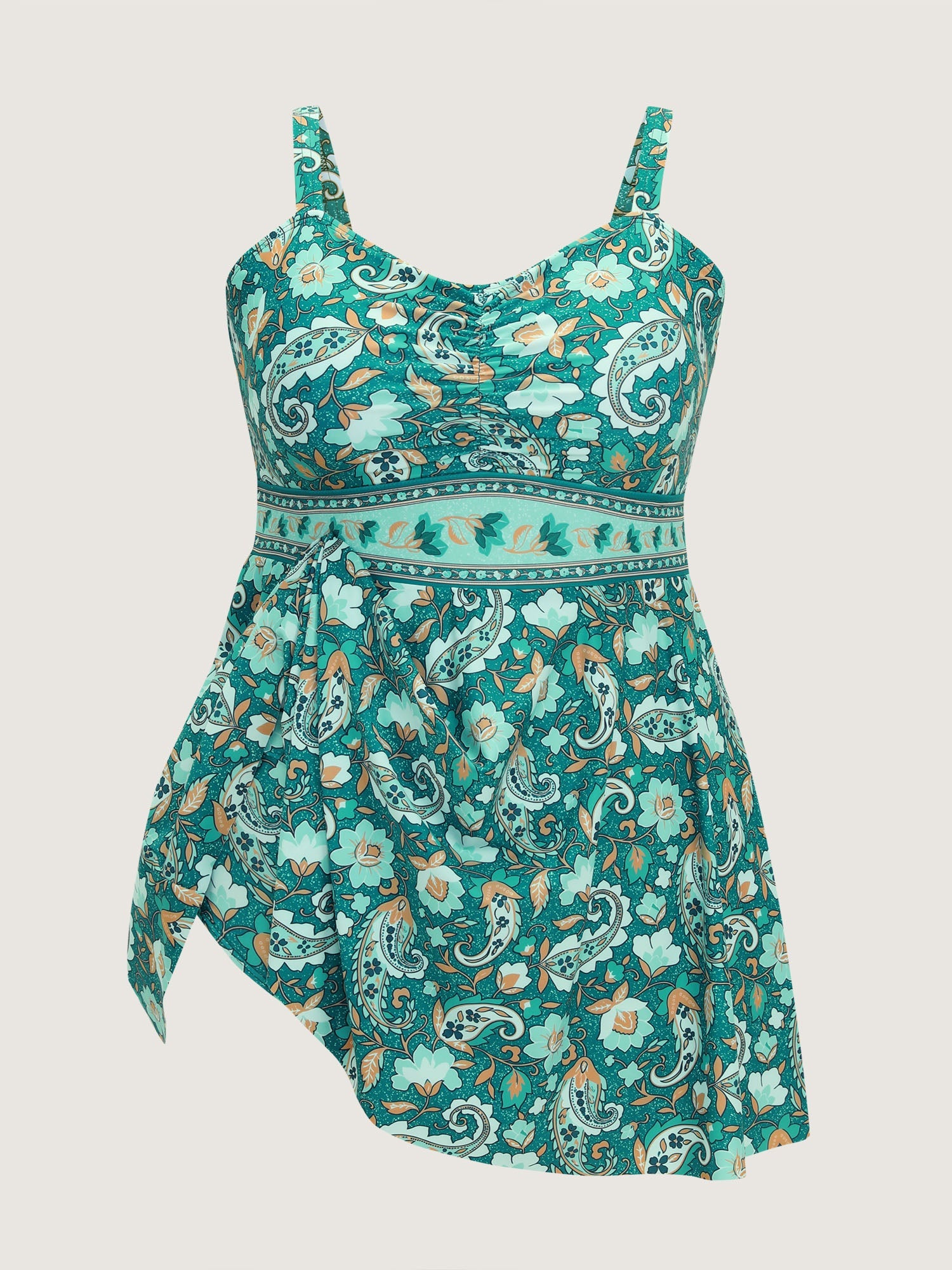 Paisley Print Wide Straps Swim Dress