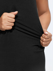 Supersoft Supported Bra Stretchy V-Neck Plain Midi Dress