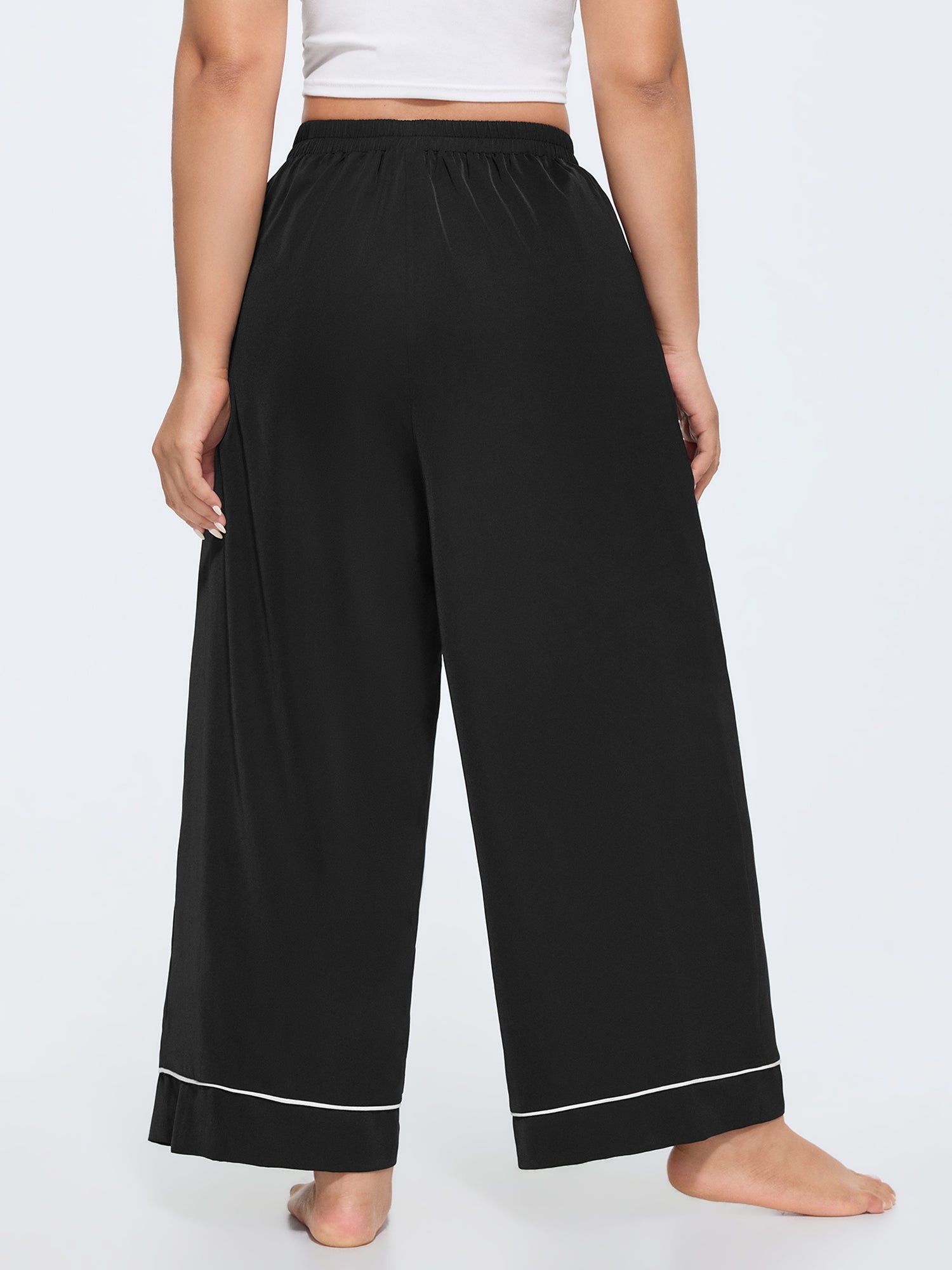 Color Contrast Hem Straight-Leg Lounge Pants