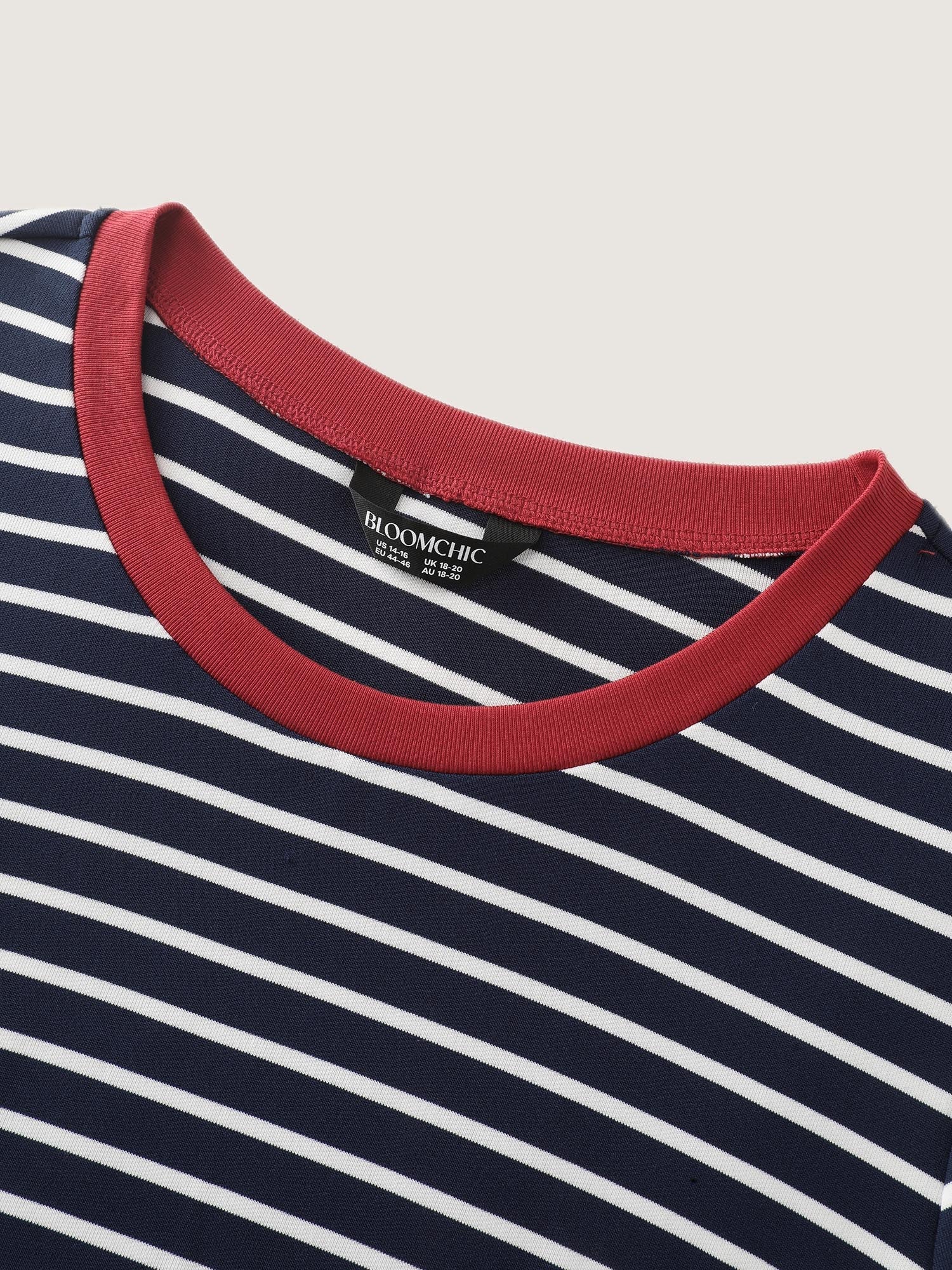 Striped Print Color Contrast T-Shirt Mini Dress