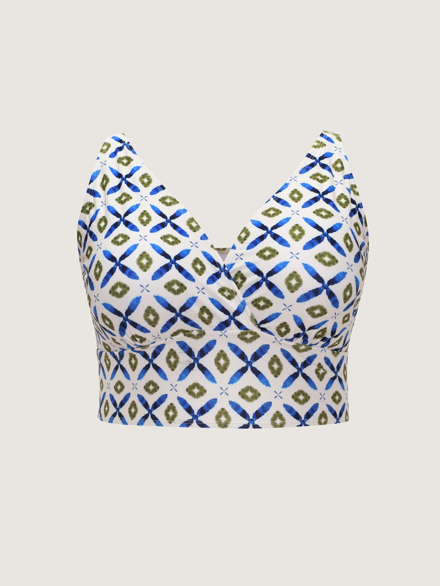 Geometric Print V-Neckline Swim Top