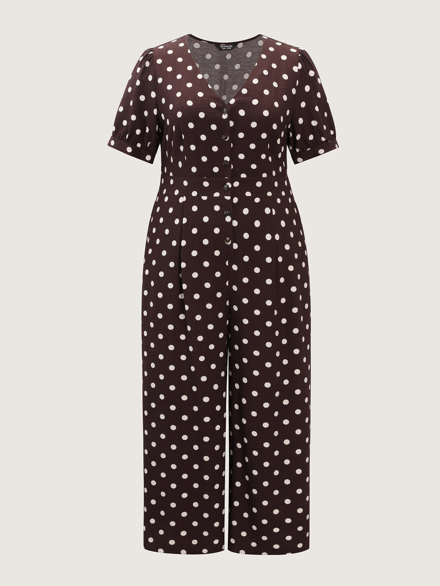 Retro Polka Dots Button Jumpsuit