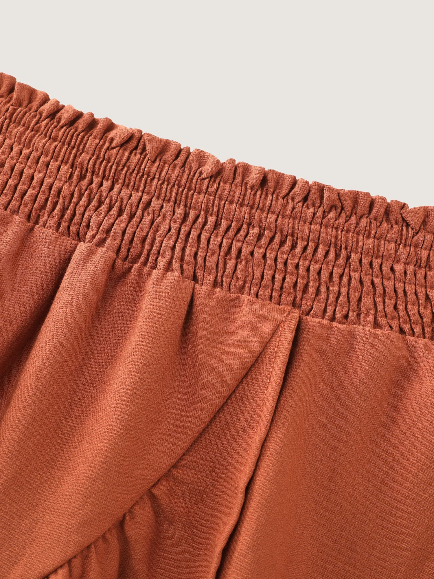 Shirred Waist Ruffled High Low Hem Midi Skirt