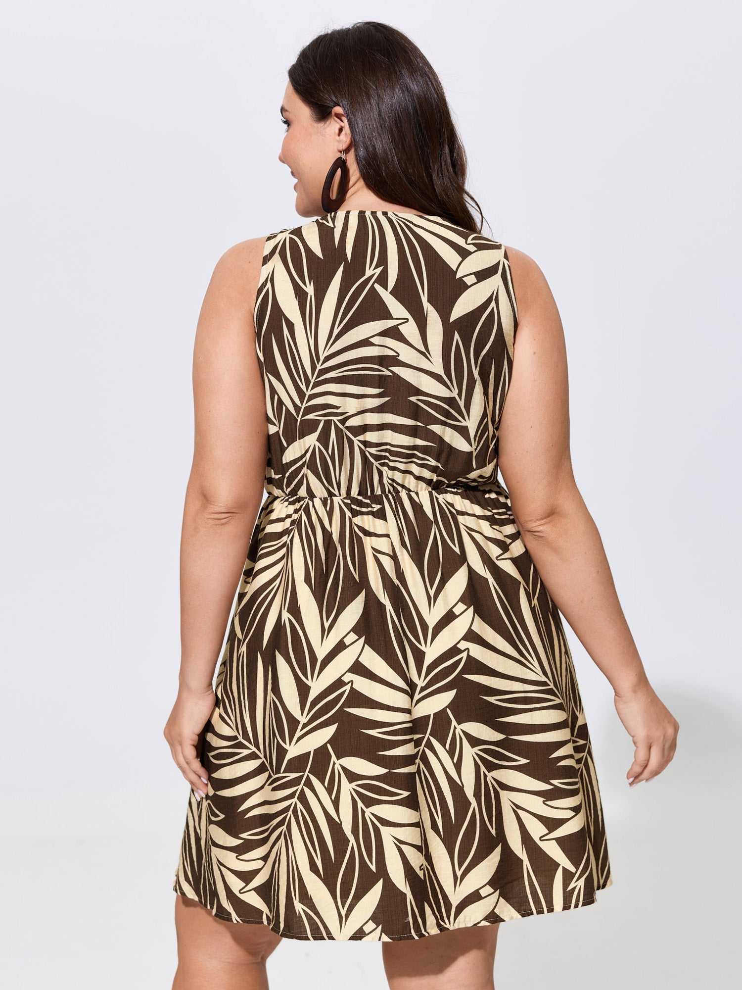 Tropical Print Cut-Out Mini Dress
