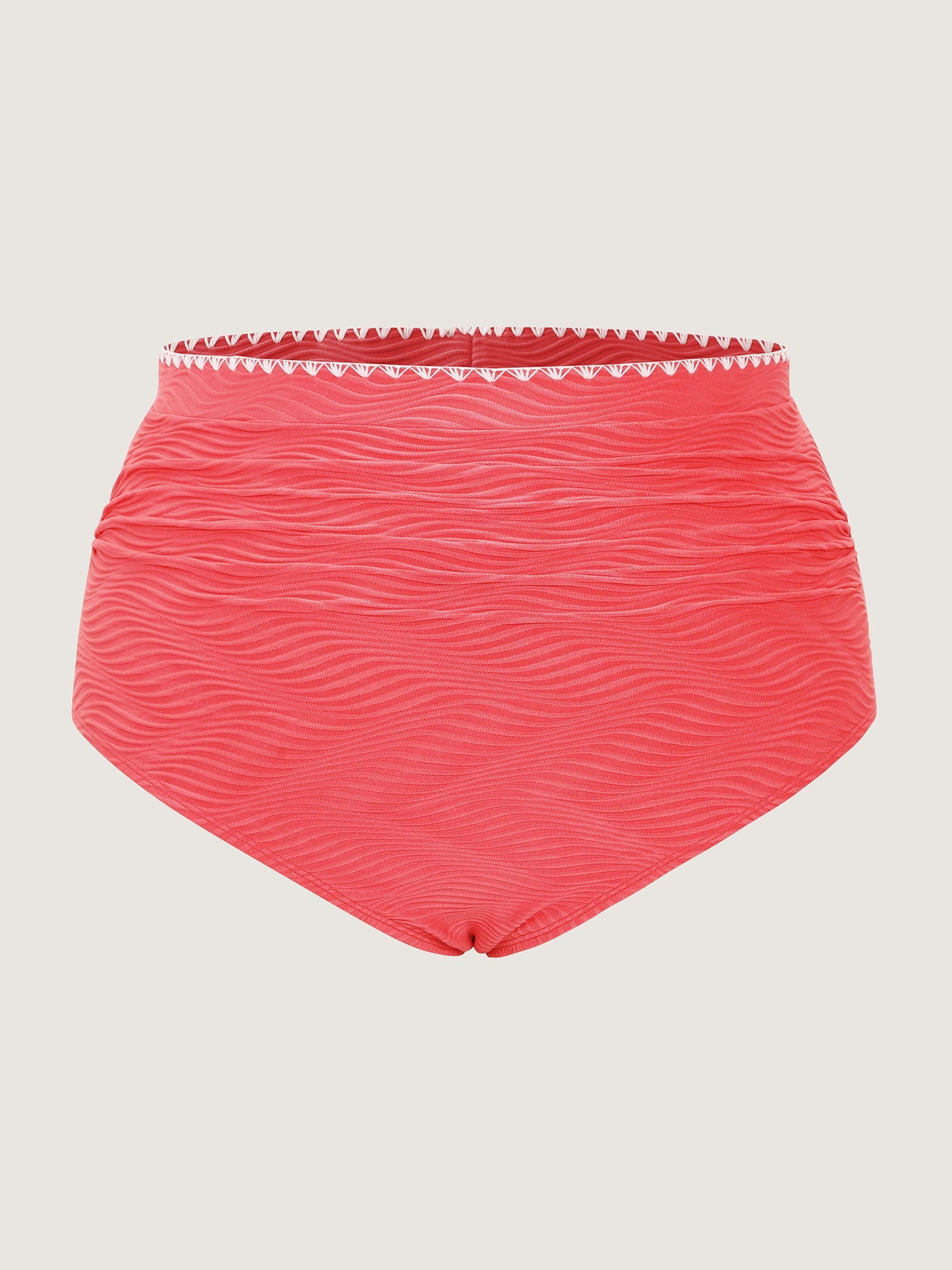 Textured Embroidered High Waisted Swim Bottoms