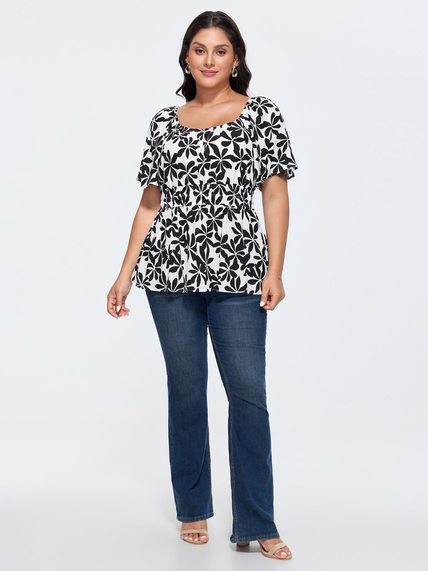 Floral Print Fit And Flare Blouse