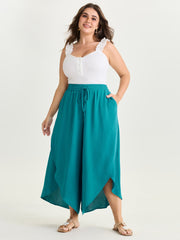 Petal Hem Split Wide leg Pants