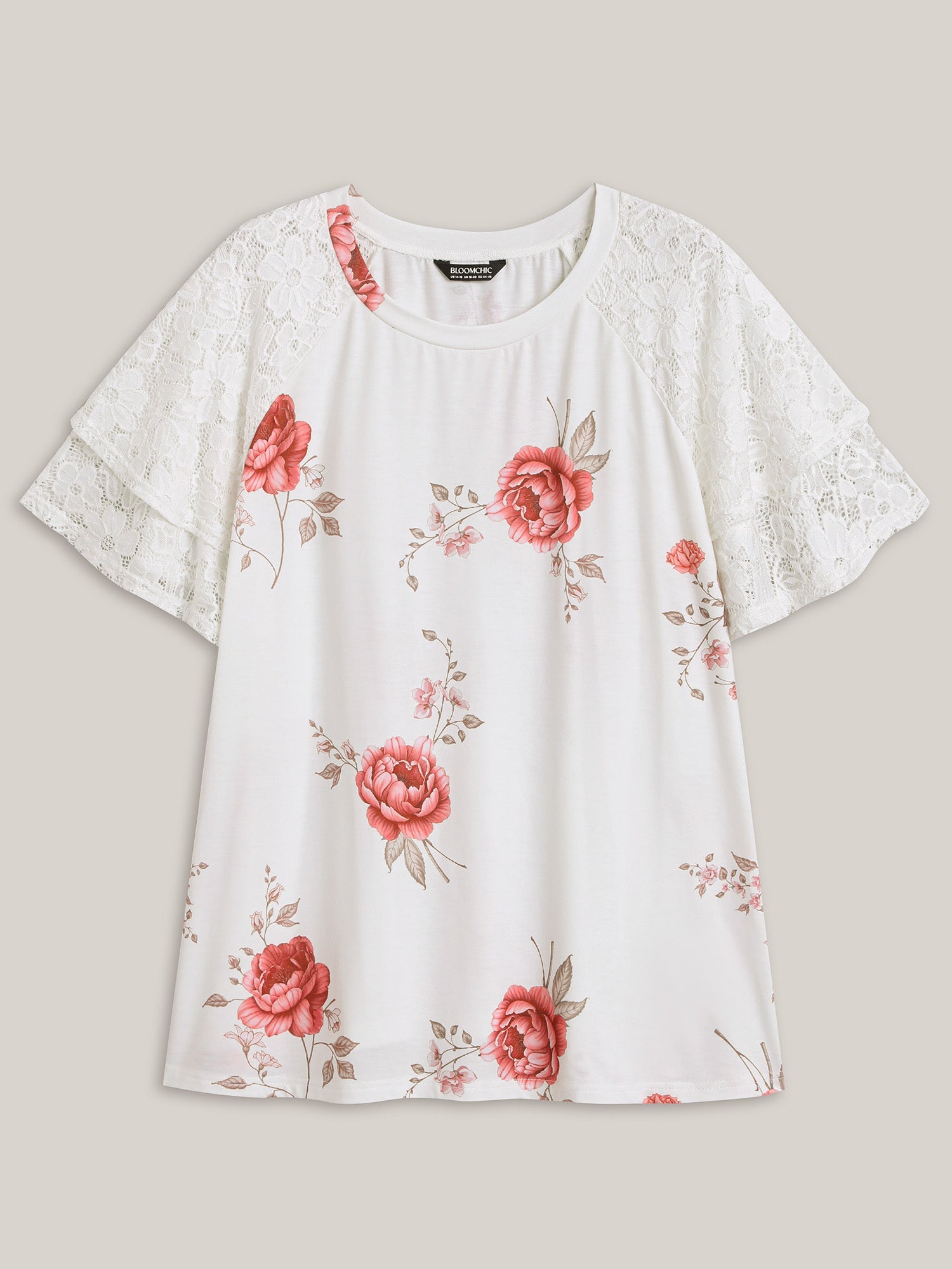 Lace Sleeve Layered Floral T-Shirt