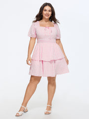 Gingham Print Fit And Flare Mini Dress