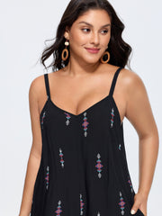 Geometric Print Adjustable Backless Drawstring Jumpsuit