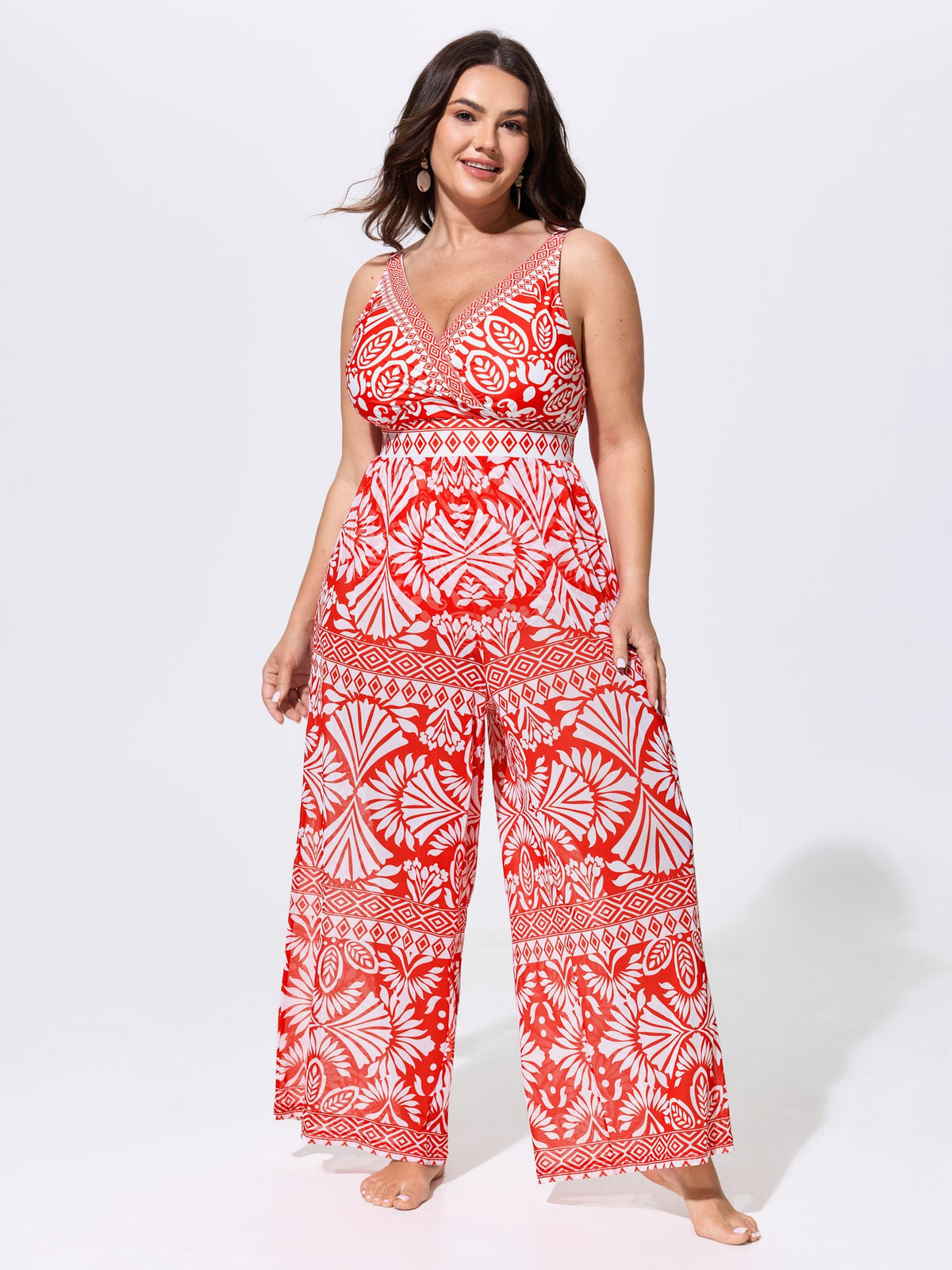 Pants Set Geometric Print One-Piece Swimsuit