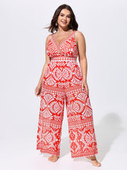 Pants Set Geometric Print One-Piece Swimsuit