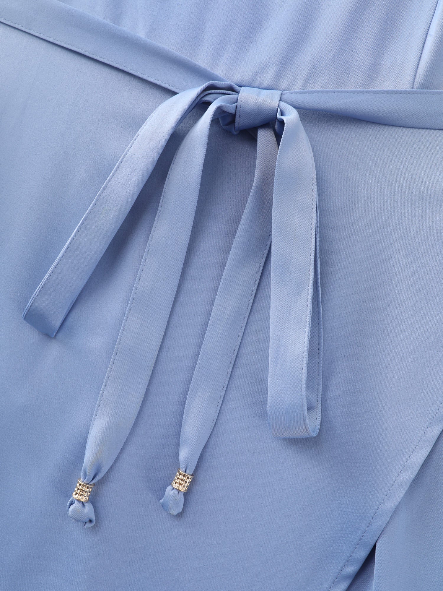 Layered Satin Waist-Tie Jumpsuit