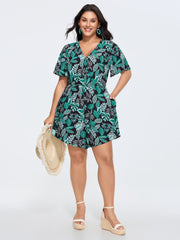 Tropical Print Cut-Out Back Romper