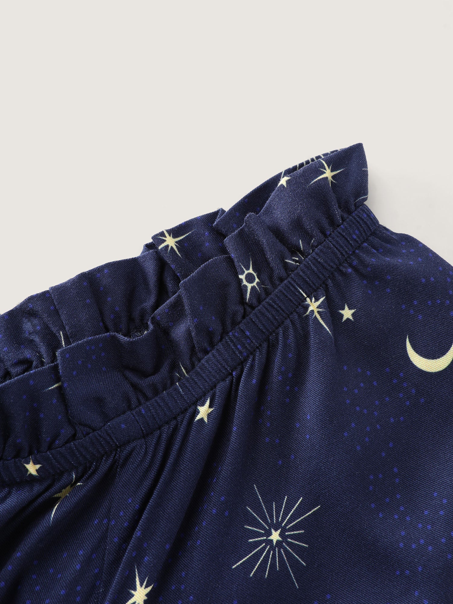 Starry Print Shirred Off-Shoulder Blouse