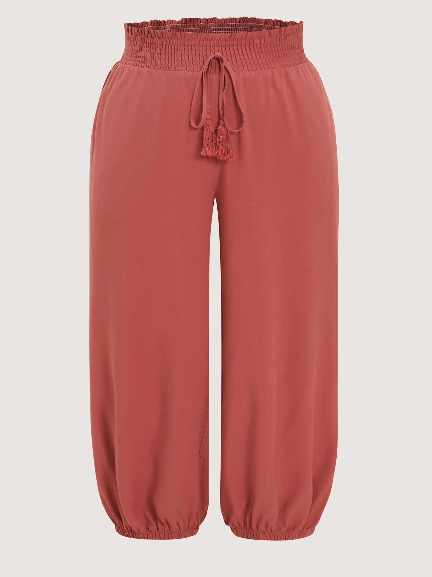 Shirred Drawstring Waistline Jogger Pants