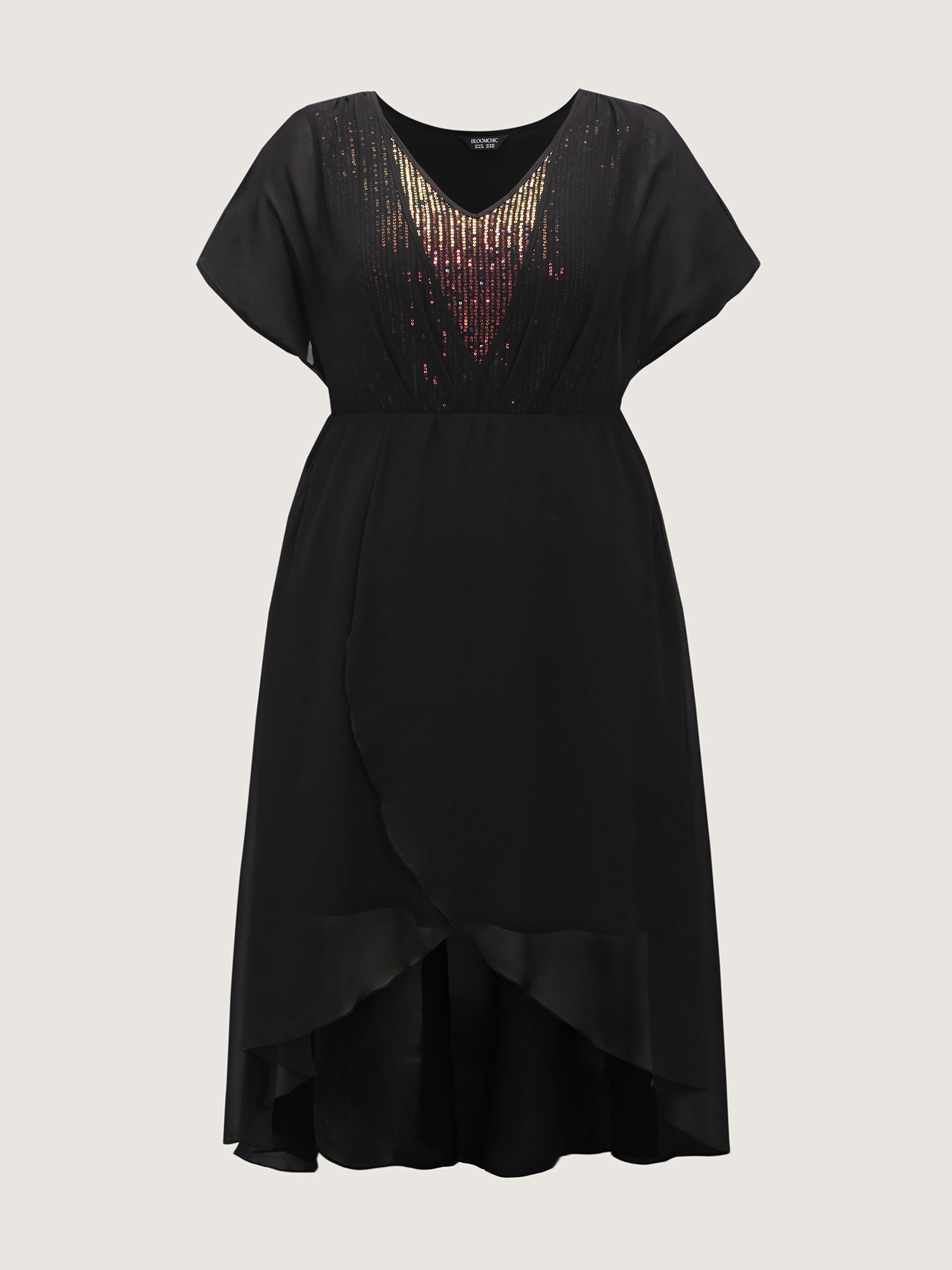 2-in-1 Sheer Sparkly Wrap Maxi Dress