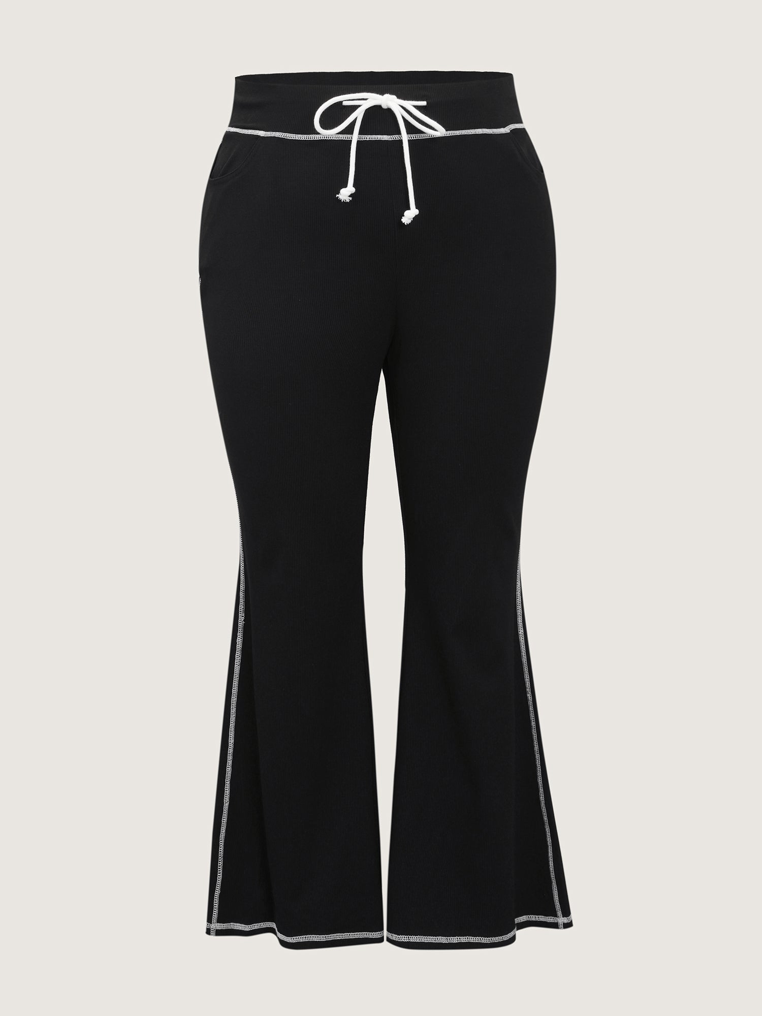 Stretchy Drawstring Waist Flared Pants