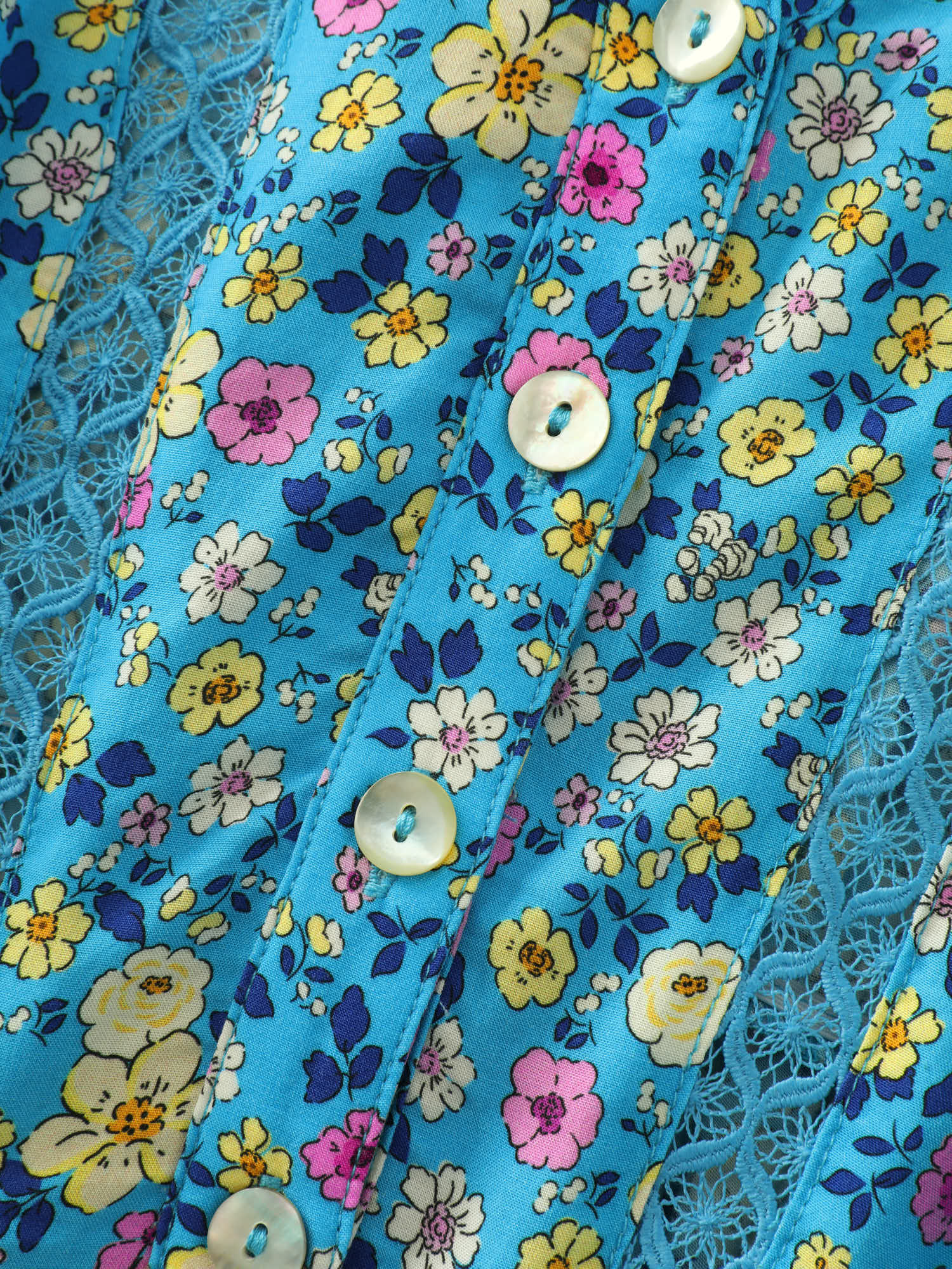 Supersoft Floral Print Lace Trim Midi Dress
