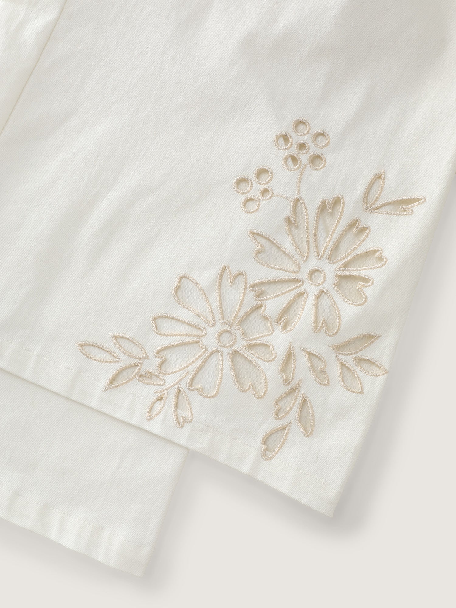 Cotton Floral Cutwork Embroidered Hem Pants