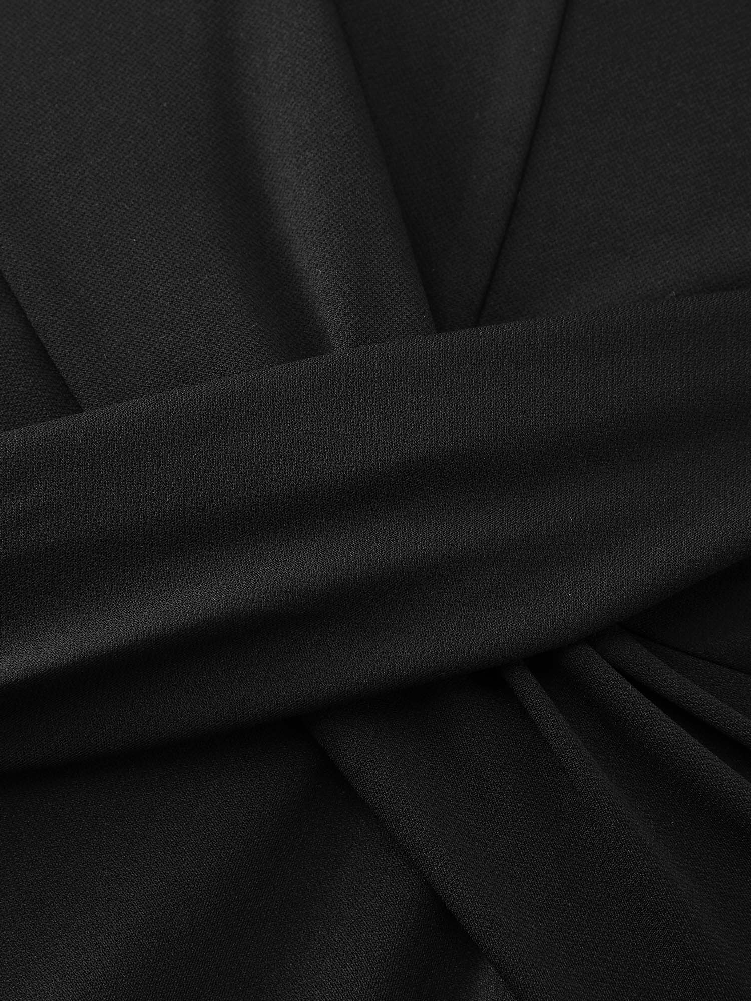 Pleated Crossover Waist Sheath Midi Dress