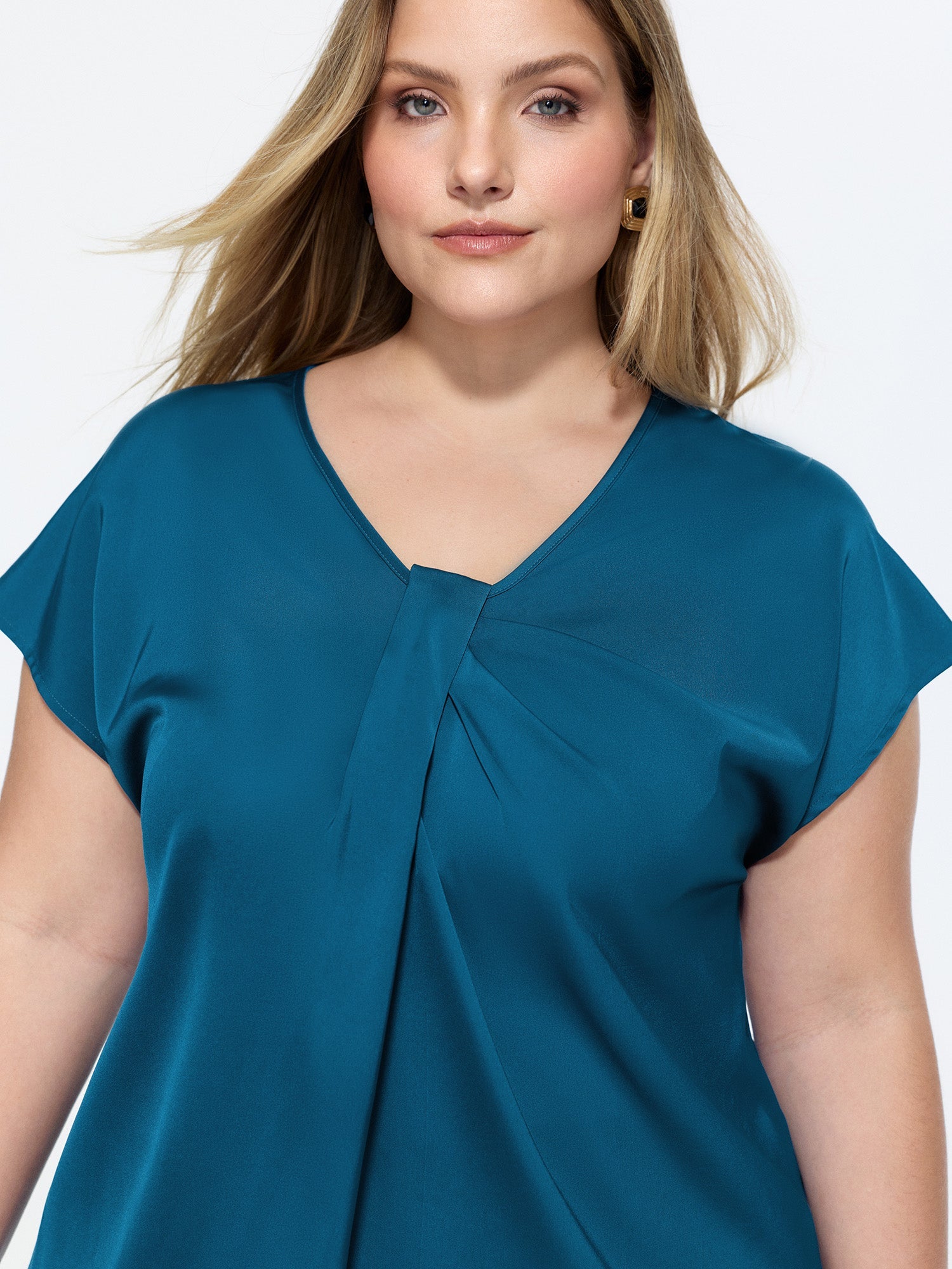 Knotted Front Plain Dolman Sleeve Blouse
