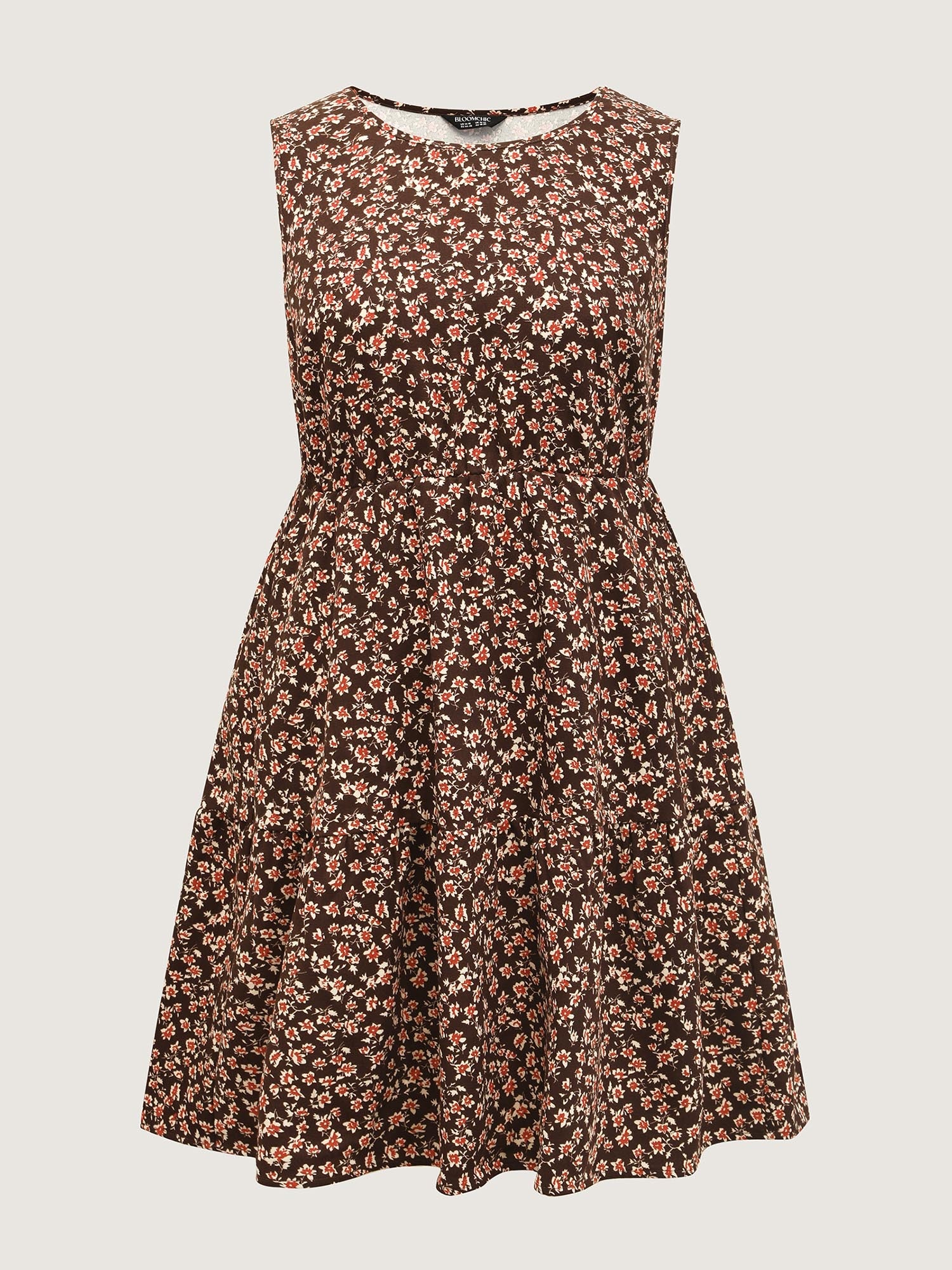 Floral Print Pockets Sleeveless Mini Dress
