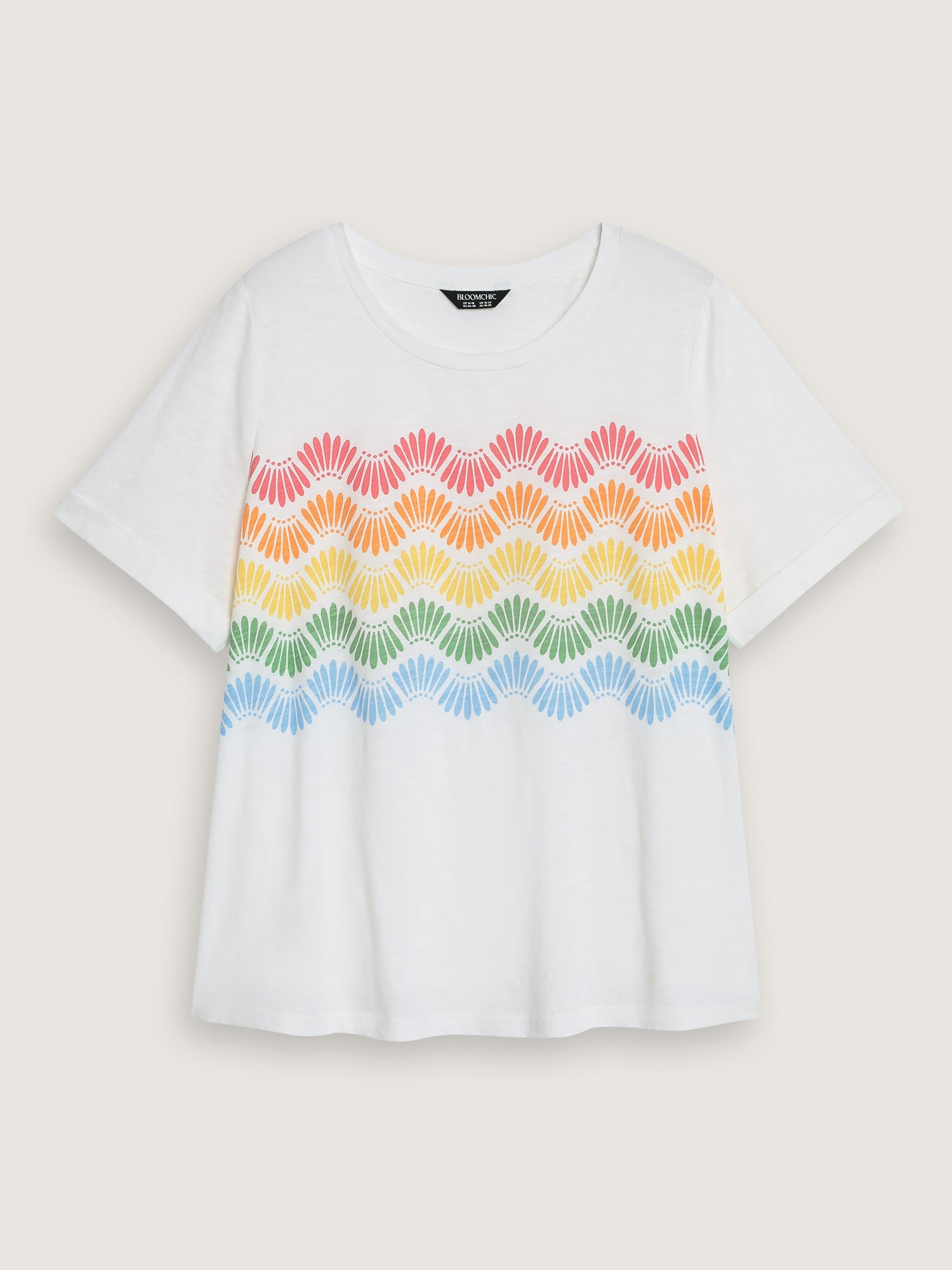 Cotton Stretchy Wavy Colorful Print T-Shirt
