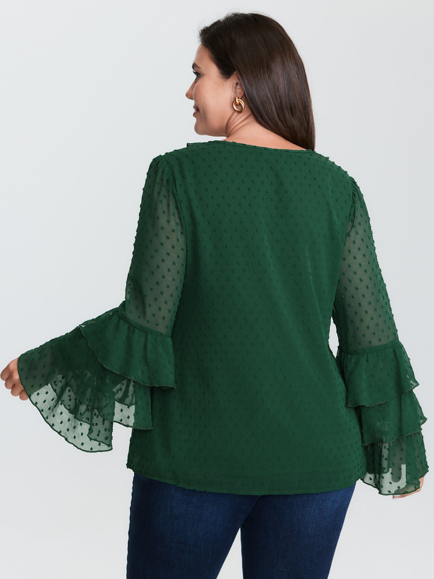 Chiffon Jacquard Layered Sleeve Blouse