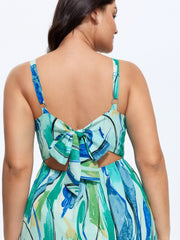 Geometric Print Cut-Out Back Maxi Dress