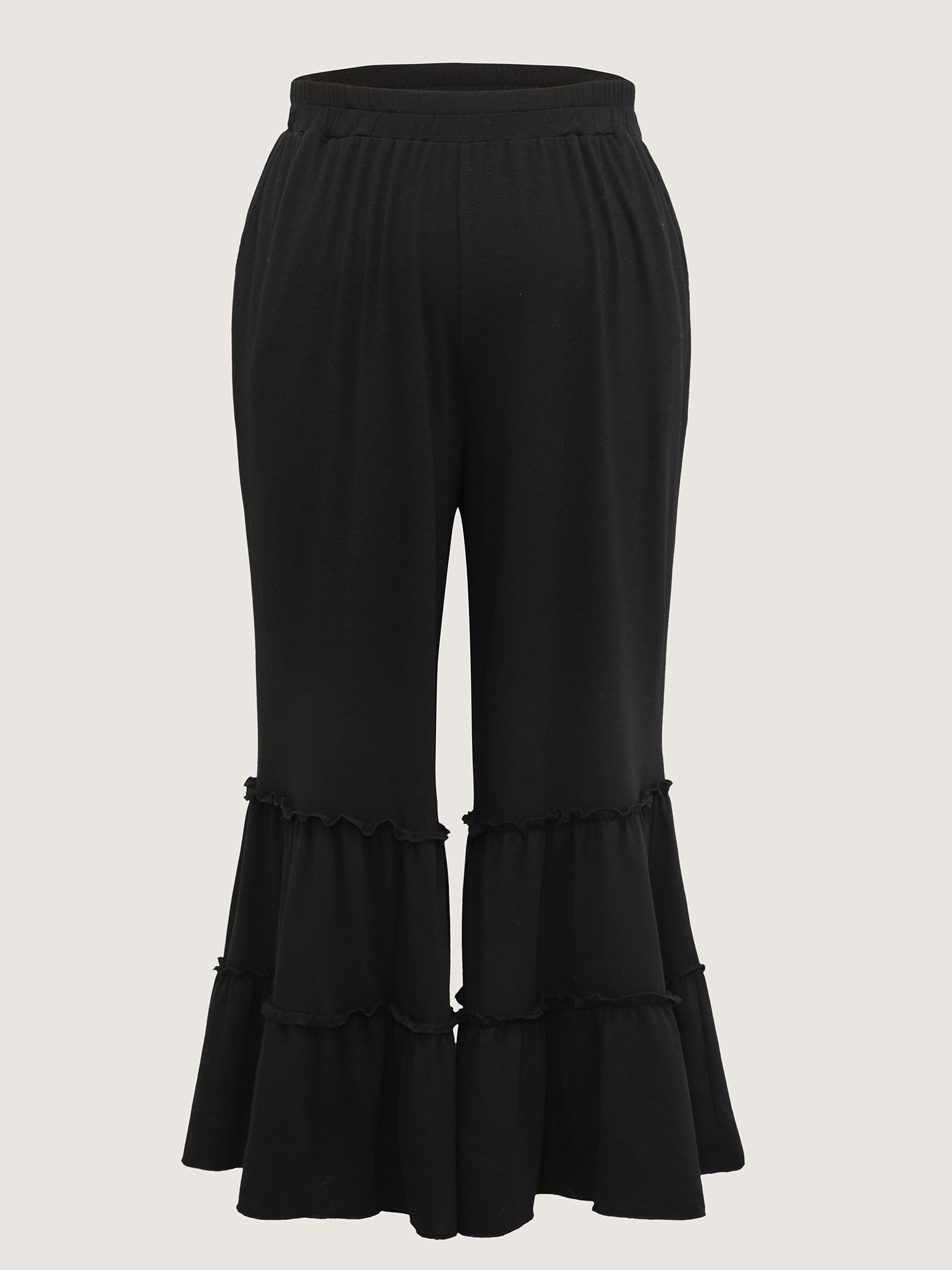 Stretchy Ruffled Hem Tiered Pants
