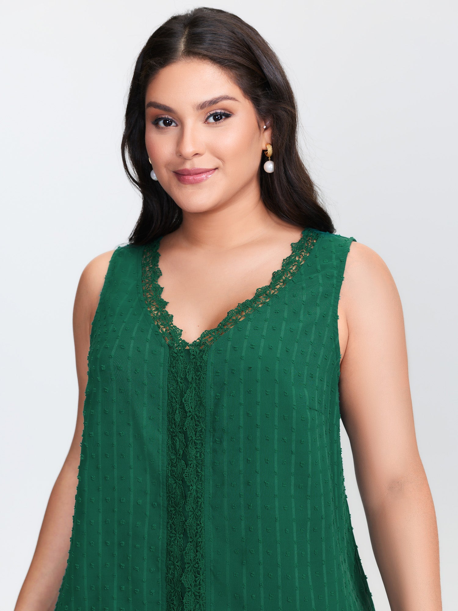 Textured Lace V-Neck Tank Top