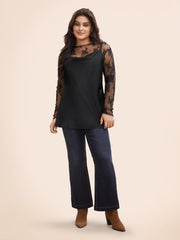 Sheer Soft Lace Slim-Fit T-shirt