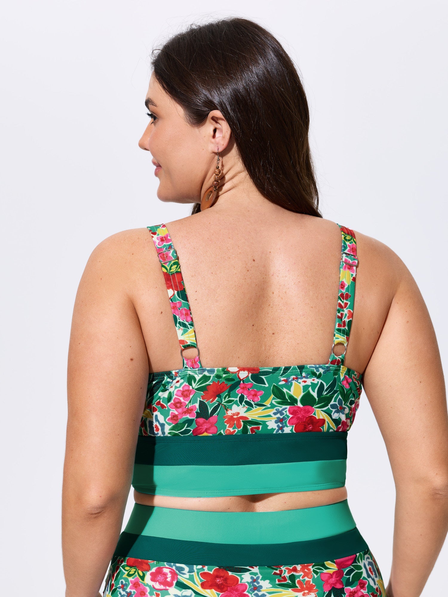 Floral Print Color Contrast Bikini Top