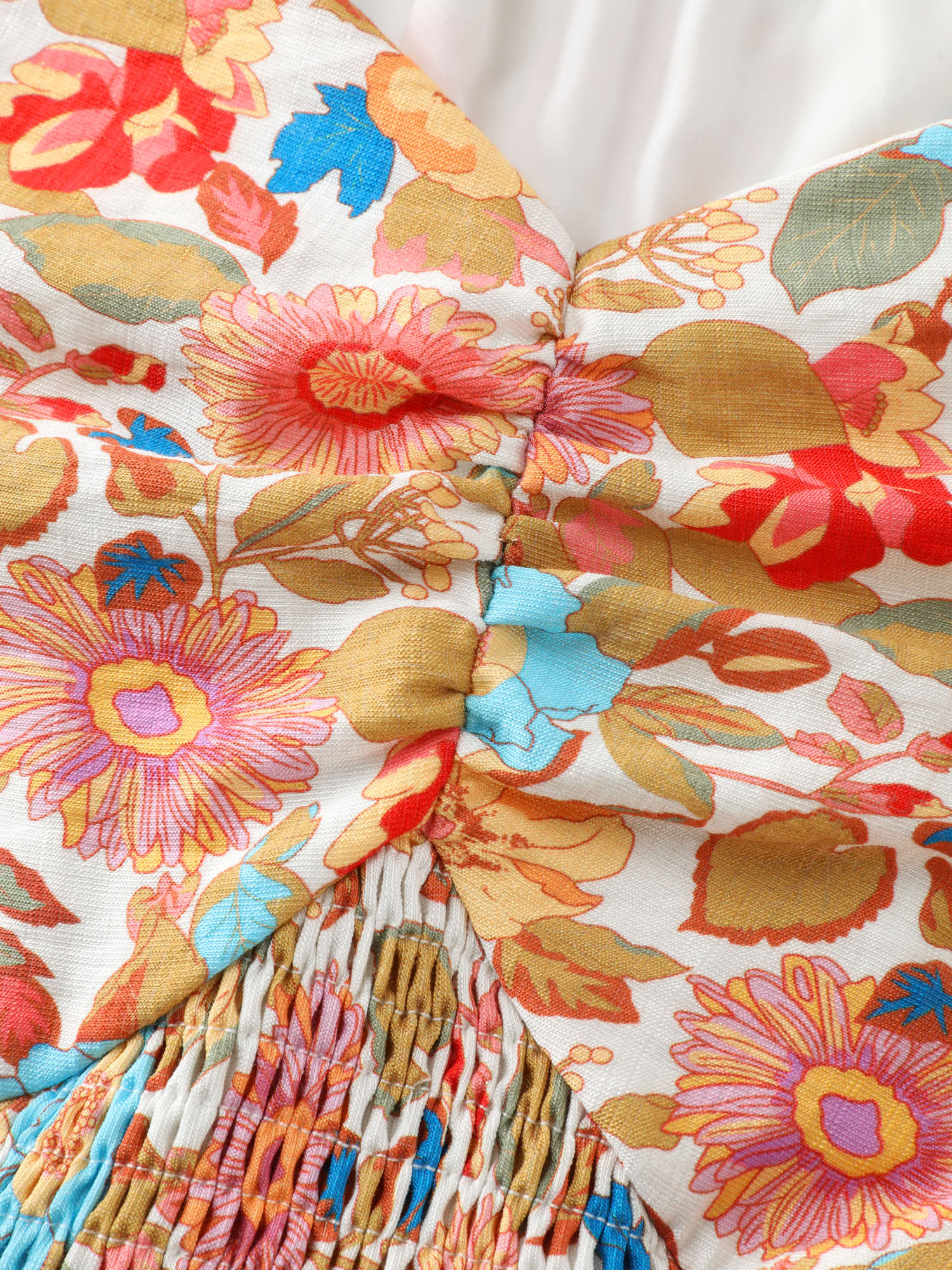 Floral Print Sweetheart Neckline Midi Dress