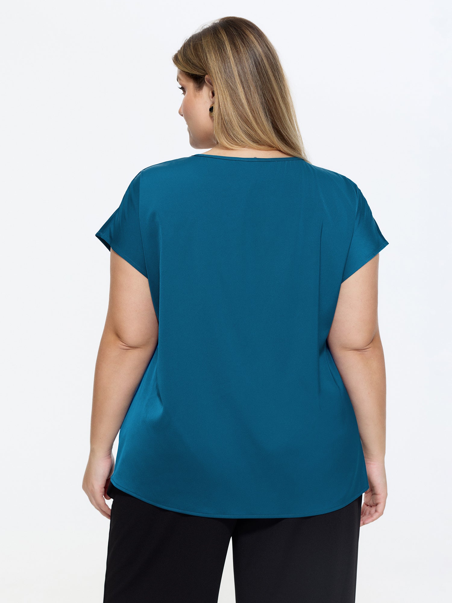 Knotted Front Plain Dolman Sleeve Blouse