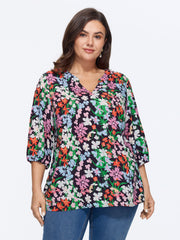 Floral Print Notched Collar Shirt