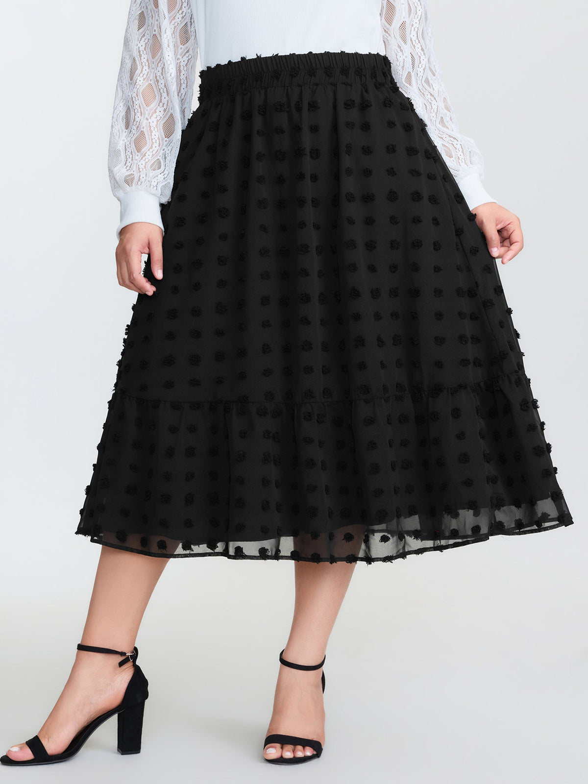 Chiffon Textured Stretchy Waist Maxi Skirt