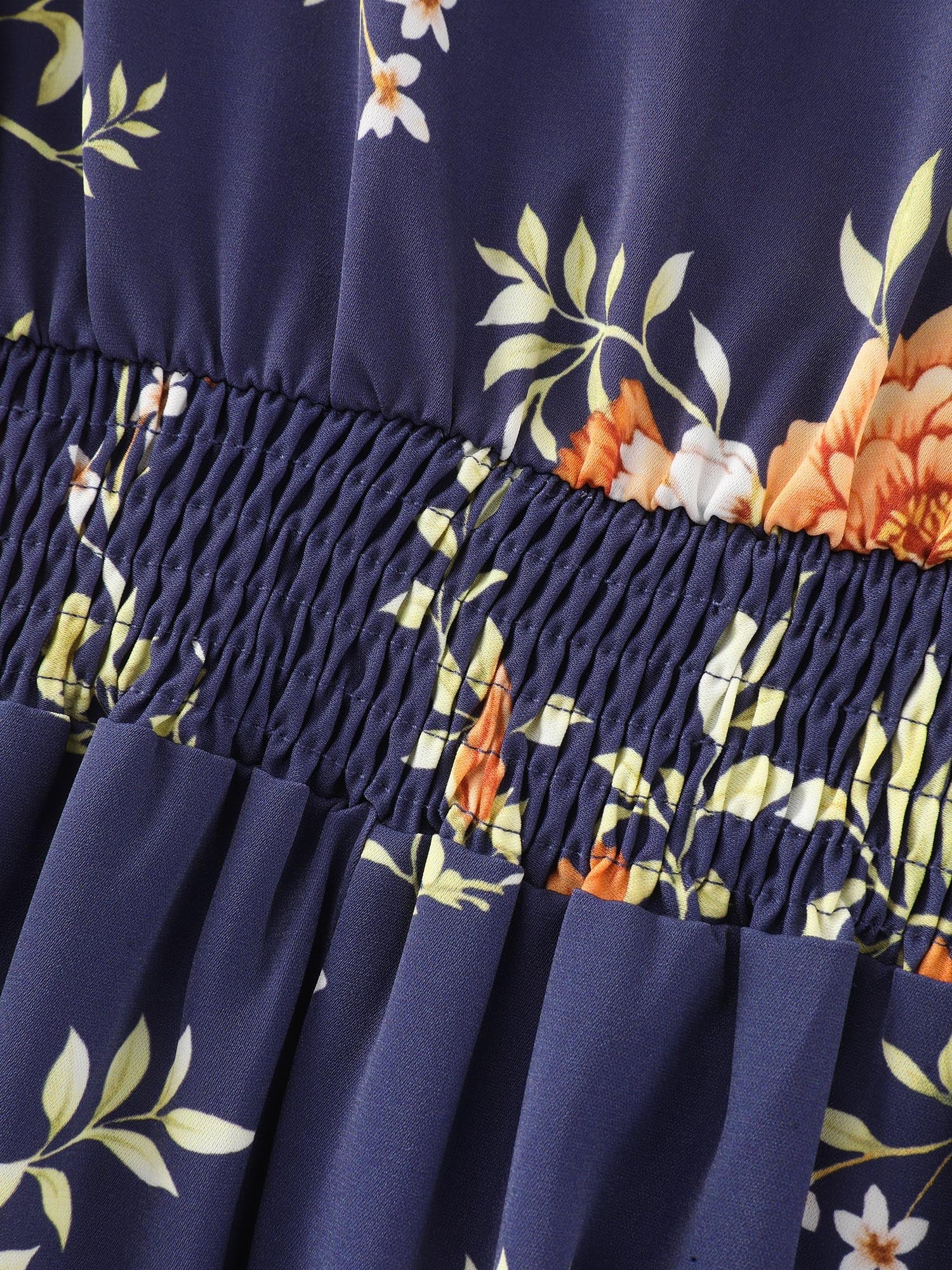 Floral Print Triangular Waist Midi Dress