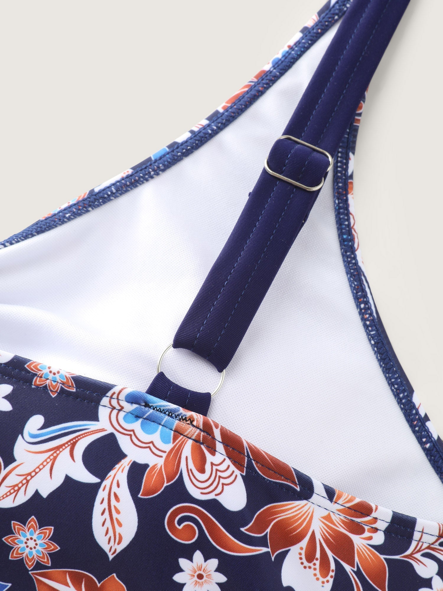 Floral Print Neck-Ribbon Swim Top