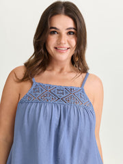Cut-Out Neckline Cami Plain Tank Top