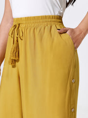 Drawstring Shirred Waist Plain Pants