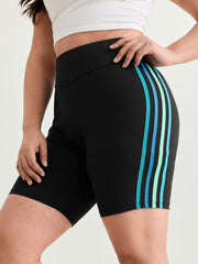 Stretchy Color Contrast Cropped Leggings