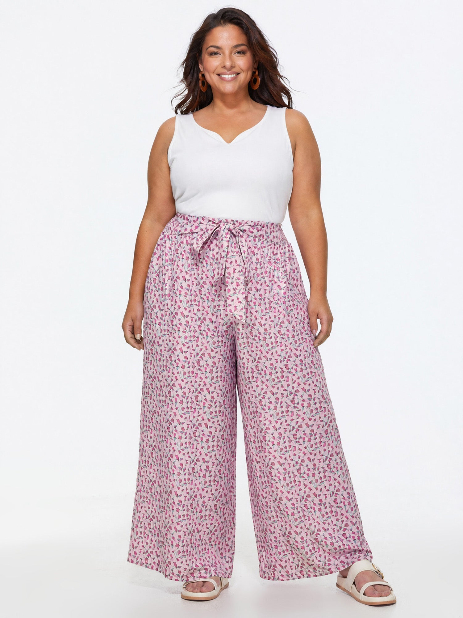 Everyday Floral Print Waist-Tie Wide-Leg Pants