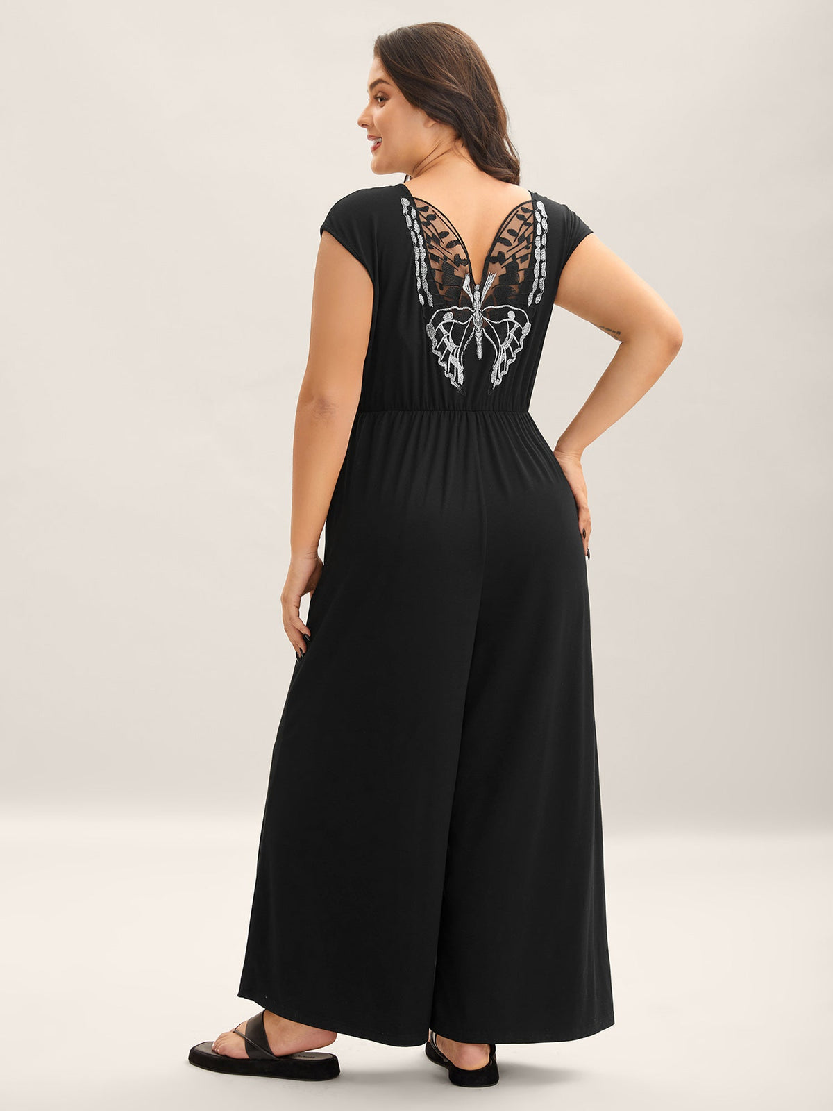 Supersoft Butterfly Backless Stretchy Wide-Leg Jumpsuit
