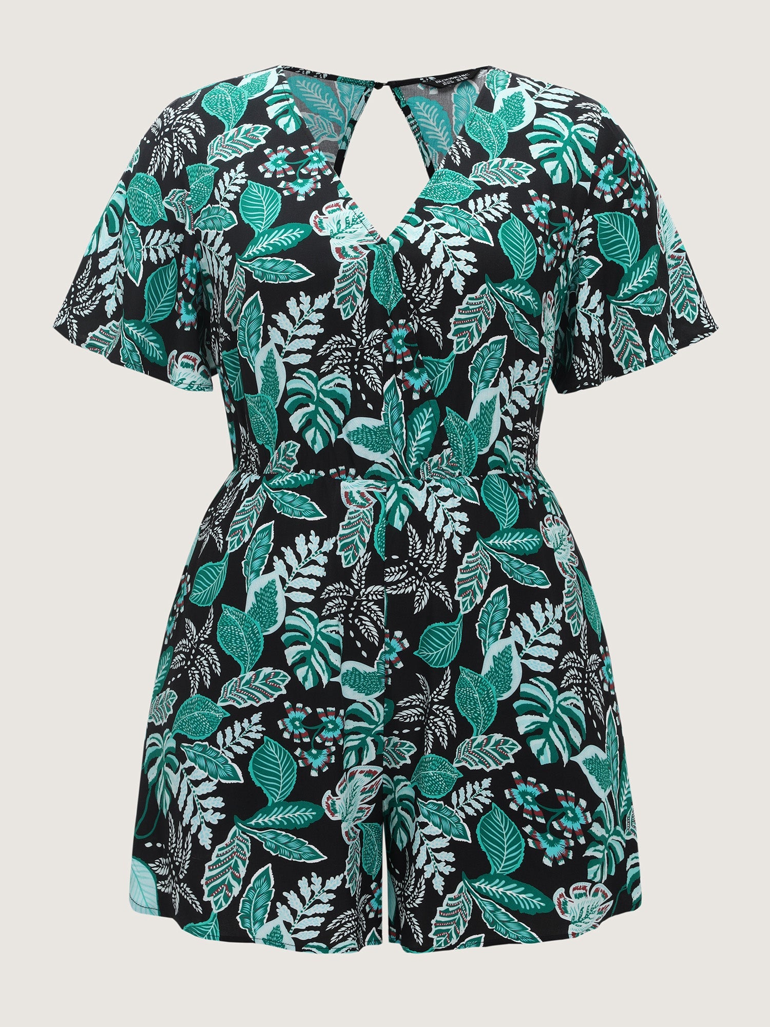 Tropical Print Cut-Out Back Romper