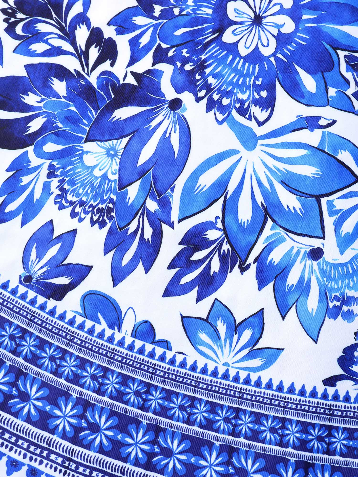 Large Floral Print V-Neck Swim Dress